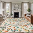 thumbnail image 1 of 5'x8' Area Rugs, Teal Orange Eucalyptus Indoor Outdoor Area Rug for Living Room Bedroom, Spring Botanical Leaves Washable Bathroom Rugs Kitchen Floor Carpet Mats Home Decor Aesthetic, 1 of 8