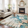 thumbnail image 1 of 5'x8' Area Rugs, Teal Starfish Coastal Indoor Outdoor Area Rug for Living Room Bedroom, Summer Beach Nautical Retro Washable Bathroom Rugs Kitchen Floor Carpet Mats Home Decor Aesthetic, 1 of 8