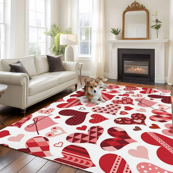 5'x8' Area Rugs, Valentine's Day Indoor Outdoor Area Rug for Living ...