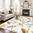 thumbnail image 1 of 5'x8' Area Rugs, Watercolor Birds Indoor Outdoor Area Rug for Living Room Bedroom, Spring Botanical Leaf Branch Modern Washable Bathroom Rugs Kitchen Floor Carpet Mats Home Decor Aesthetic, 1 of 8