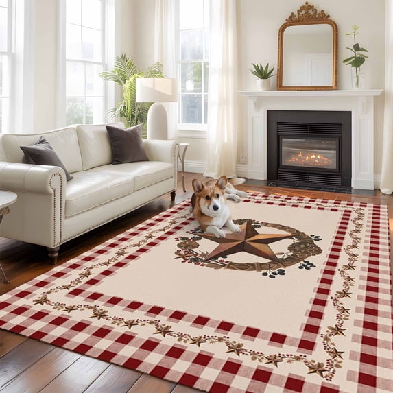 Rustic Star Rugs Entry Rug 5'x8' Area Rugs, Western Texas Star Vintage Indoor Outdoor Area Rug for ...