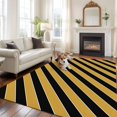 thumbnail image 1 of 5'x8' Area Rugs, Yellow Black Striped Indoor Outdoor Area Rug for Living Room Bedroom, Farmhouse Stripe Modern Art Washable Bathroom Rugs Kitchen Floor Carpet Mats Home Decor Aesthetic, 1 of 8