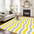thumbnail image 1 of 5'x8' Area Rugs, Yellow Grey White Indoor Outdoor Area Rug for Living Room Bedroom, Abstract Geometric Ocean Wave Stripe Washable Bathroom Rugs Kitchen Floor Carpet Mats Home Decor Aesthetic, 1 of 8