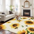thumbnail image 1 of 5'x8' Area Rugs, Yellow Sunflowers Bees Indoor Outdoor Area Rug for Living Room Bedroom, Summer Country Floral Rustic Washable Bathroom Rugs Kitchen Floor Carpet Mats Home Decor Aesthetic, 1 of 8