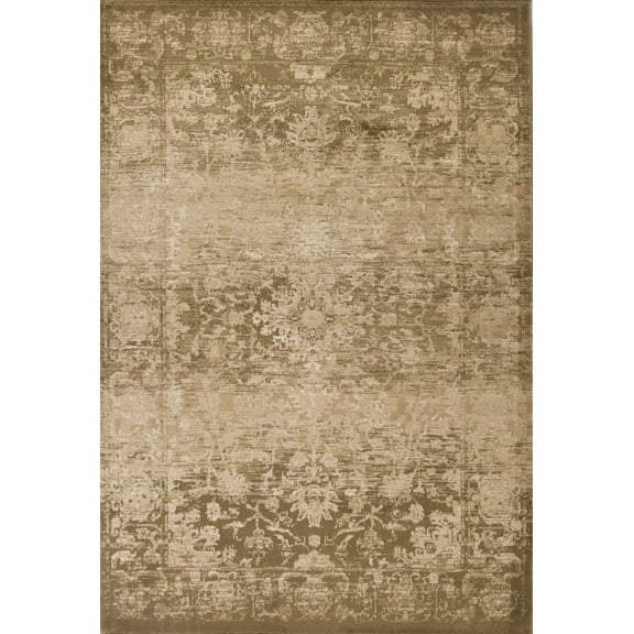 5'x8' Beige Machine Woven Distressed Floral Traditional Indoor Area Rug