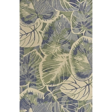5'x8' Blue Green Hand Tufted Caladium Indoor Area Rug