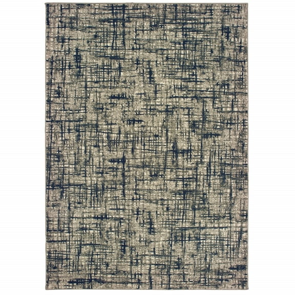5x8 Gray and Navy Abstract Area Rug