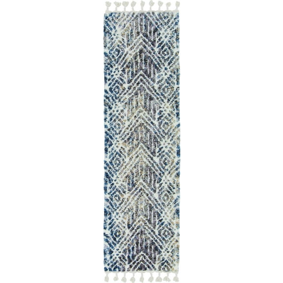 5'x8' Grey Ivory Machine Woven Space Dyed Geometric Indoor Area Rug