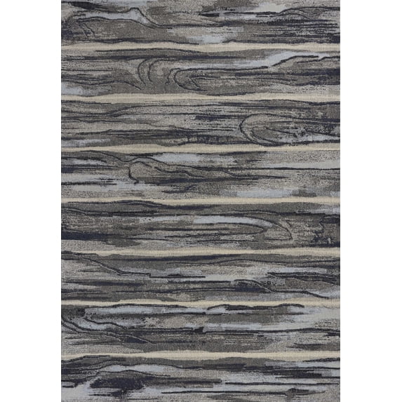 5'x8' Grey Machine Woven Abstract Brushstroke Indoor Area Rug