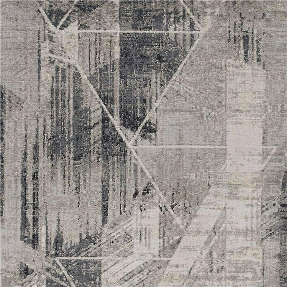 5'x8' Grey Machine Woven Abstract Geometric Indoor Area Rug