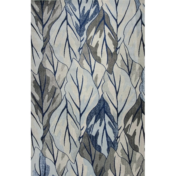5'x8' Grey Navy Machine Woven Tropical Indoor Area Rug