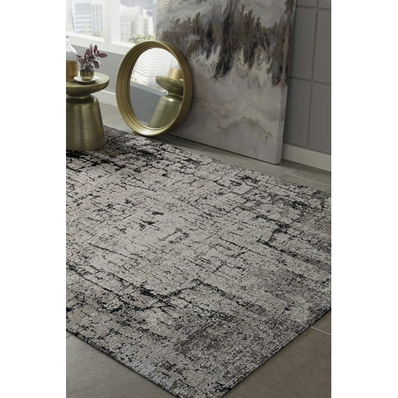 5'x8' Ivory Grey Machine Woven Abstract Indoor Area Rug