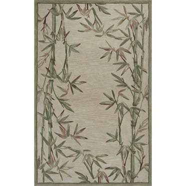 5'x8' Ivory Hand Tufted Bordered Bamboo Indoor Area Rug