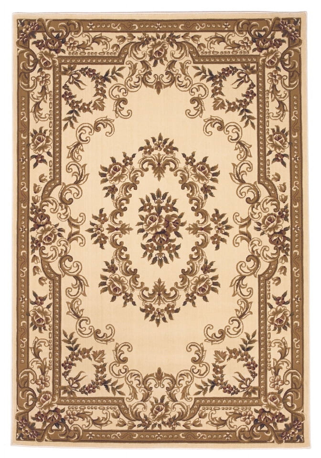 Senter Ivory Machine Rug 5'x8' Ivory Machine Woven Hand Carved Floral Medallion Indoor Area Rug ...