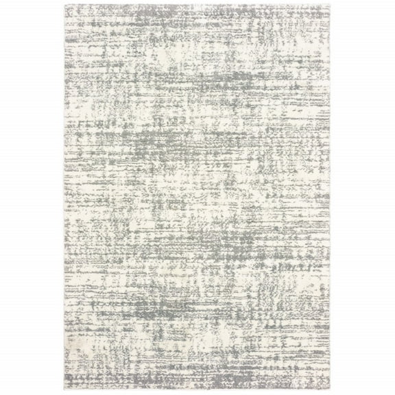5’x8’ Ivory and Gray Abstract Strokes Area Rug