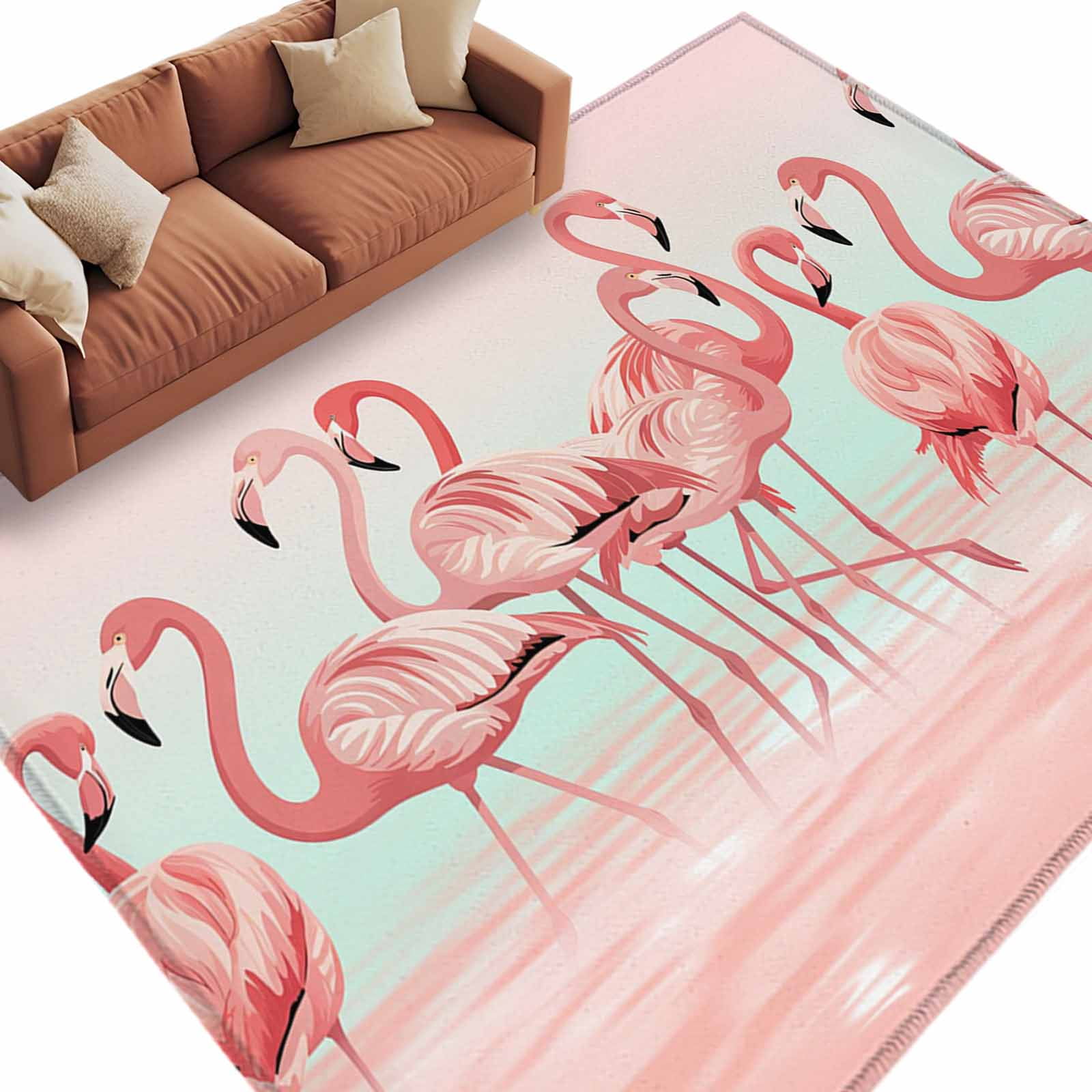 5'x8' Large Area Rugs Pink Flamingo Washable Area Rugs Non-Slip Indoor ...