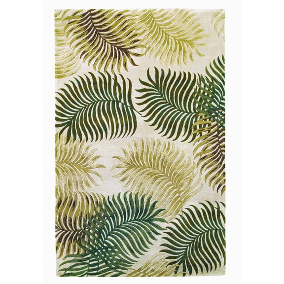 5'x8' Natural Beige Hand Tufted Tropical Leaves Indoor Area Rug