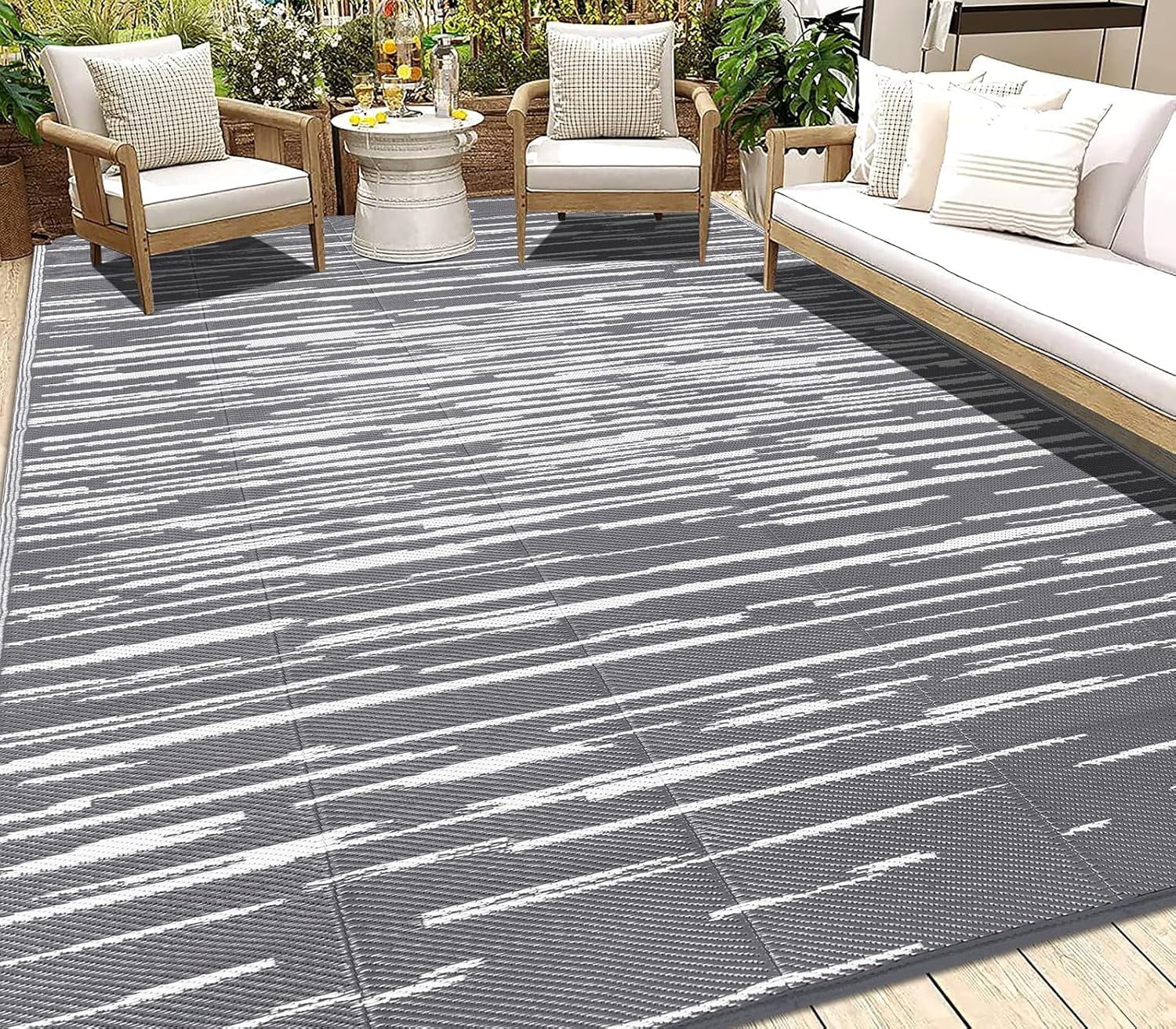 5'x8' Outdoor Rugs for Patio, MJIAexp RV Mat Outdoor Patio Rug