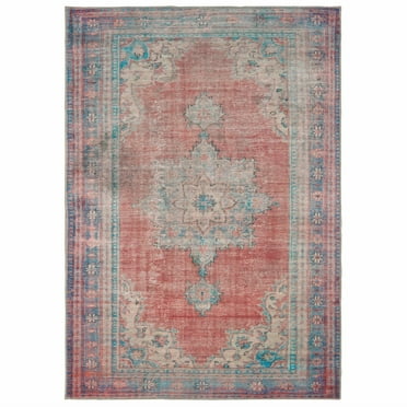 5â€™x8â€™ Red and Blue Oriental Area Rug