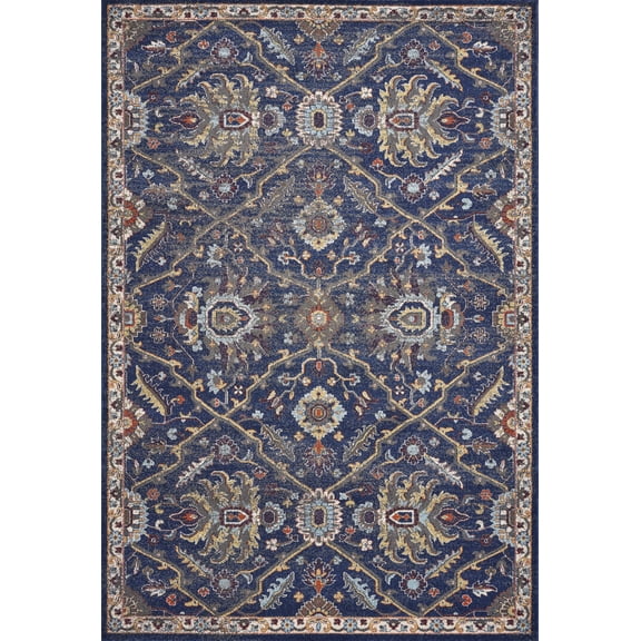 5'x8' Royal Blue Machine Woven Traditional Indoor Area Rug