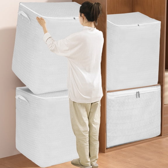 Under $5!xgfhyjeh Storage Boxes for Closet Shelves, Fabric Storage Cube Bins with Lids, Cloth Clothes Storage Bags, Large Cloth Storage Bins Organizer for Clothing Blanket Bedding