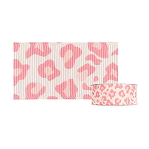 5 yard Single-Sided Polyester Grosgrain Ribbon Leopard Print Pattern PeachPuff 1-1/2 inch(38mm)
