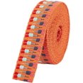 thumbnail image 1 of 5 yards Ethnic Embroidery Polycotton Ribbons 1-1/2 inch Wide Orange Wave Pattern Woven Fabric Trim for Clothing Bag Headbands Pillowcases Collar, 1 of 6