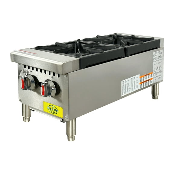 50,000 BTU Heavy Duty Two Burner Commercial Gas Hotplate Countertop Stove 12 in. 12''Wx29''Dx10.5''H