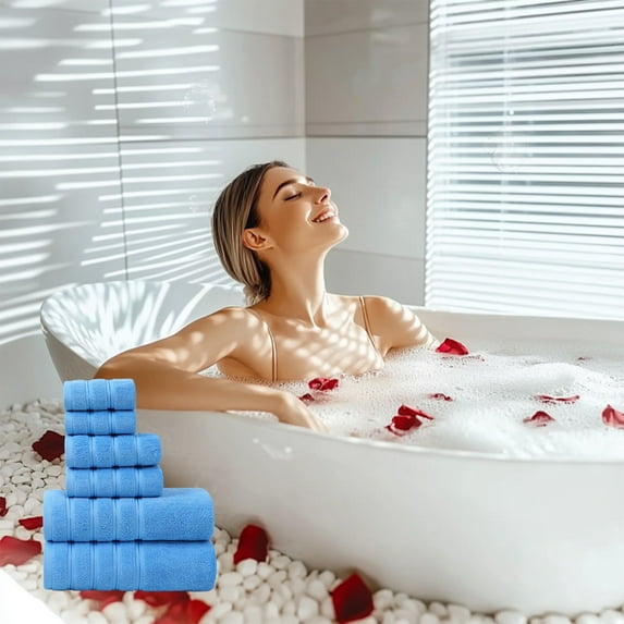 50% 0ff Clearance! 6 Pcs Bath Towels Set For Bathroom Cotton Thick Soft Absorbent Towel Set Of 6 Household Wash Face Gift Towel