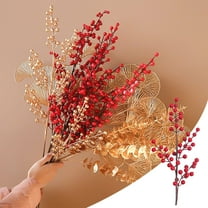 50% 0ff Clearance! Fake Flowers Artificial Flowers Artificial Red Berry Stems Holly For Christmas Tree Decorations For Crafts Holiday And Home Decor
