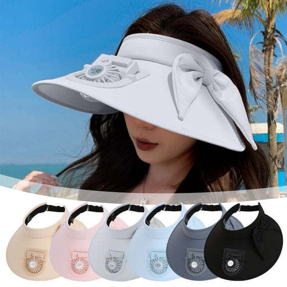 50% 0ff Clearance! Sun Hat 360 Degree Fan Rotating Sun Visor USB Charging Protection Large Sun Hat Hollow Hat Fan Black