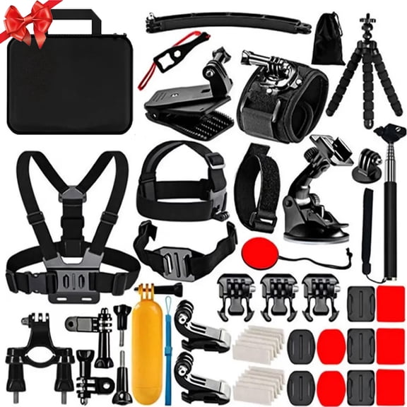 HONGDAK 50 in 1 Action Camera Accessories Kit for Gopro Hero 13/12/11/10/9/8/7/6, Insta 360 x5/x4/x3, Dji Osmo Action,Headband+Chest Strap