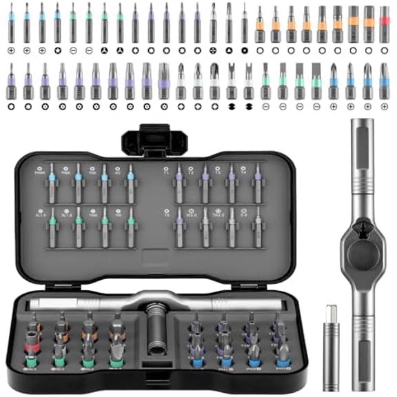50 In 1 Ratchet Screwdriver Set, Multi Precision Bits Magnetic Ratcheting Screwdriver Set with Storage Case, Portable Repair Tool Kit for Furniture,Computer,Bicycle,Appliance,DIY Projects,Electronics
