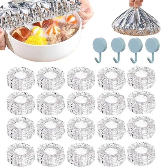 50/100/150pcs Reusable Aluminum Foil Food Covers,Thickened & 110℃ Heat Resistant Elastic Lids for Kitchen,Picnic,Restaurant
