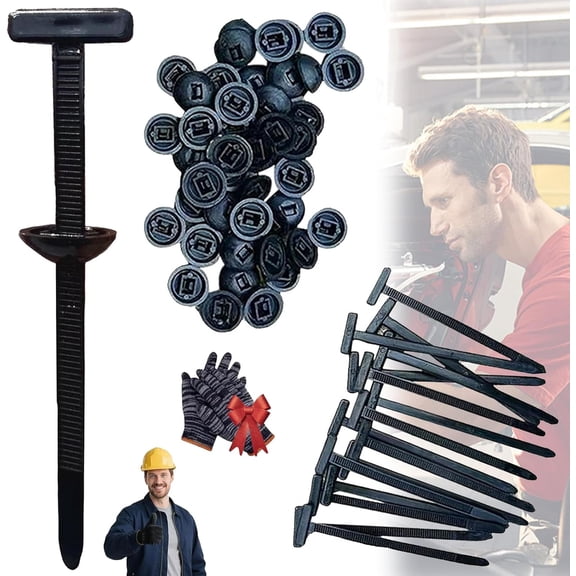 50/100/150pcs Snap On Fasteners Zip Tie, Universal Nylon Cable Tie Buckle, 2026 New Upgrade Heavy Duty Self-Locking Zip Ties Clip with Button, for Auto Repairing Quick Fix And Hole Fastening (50)