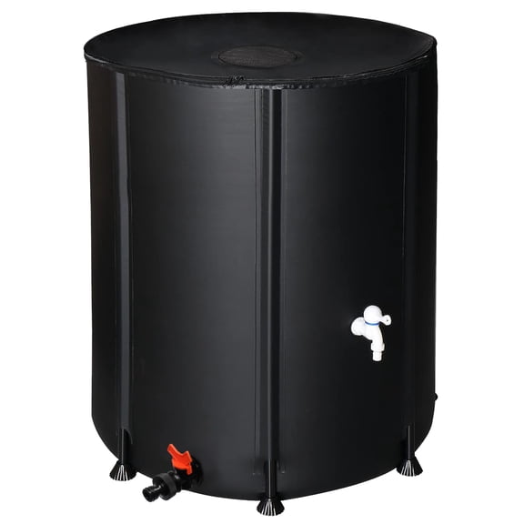 50/100/200 Gallon Collapsible Rain Barrel, Portable Water Storage Tank, Rainwater Collection System Downspout, Water Catcher Container with Filter Spigot Overflow Kit