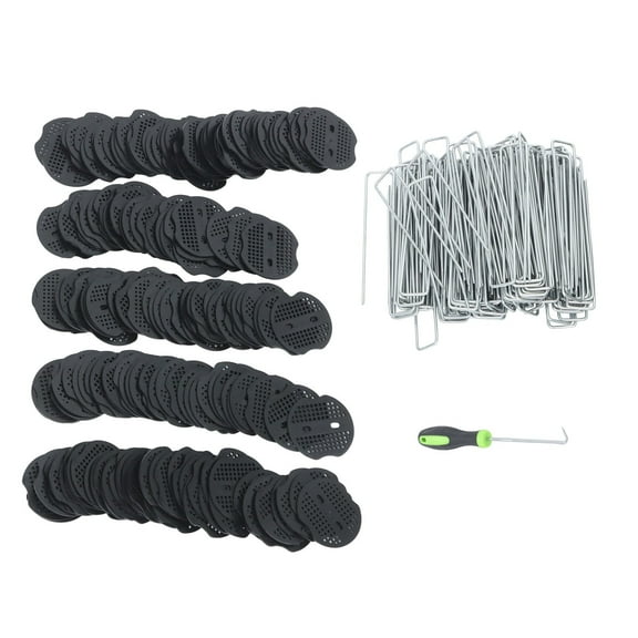 50/100/200 Pack With Mats & Hook Stainless Garden Stakes Landscape Staples Set