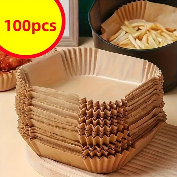50/100/200pcs Square Air Fryer Liners - Thickened Non-Stick Oil-Proof Paper for Baking, Oven, Reheating & BBQ. Quick Cleanup Disposable Accessories.