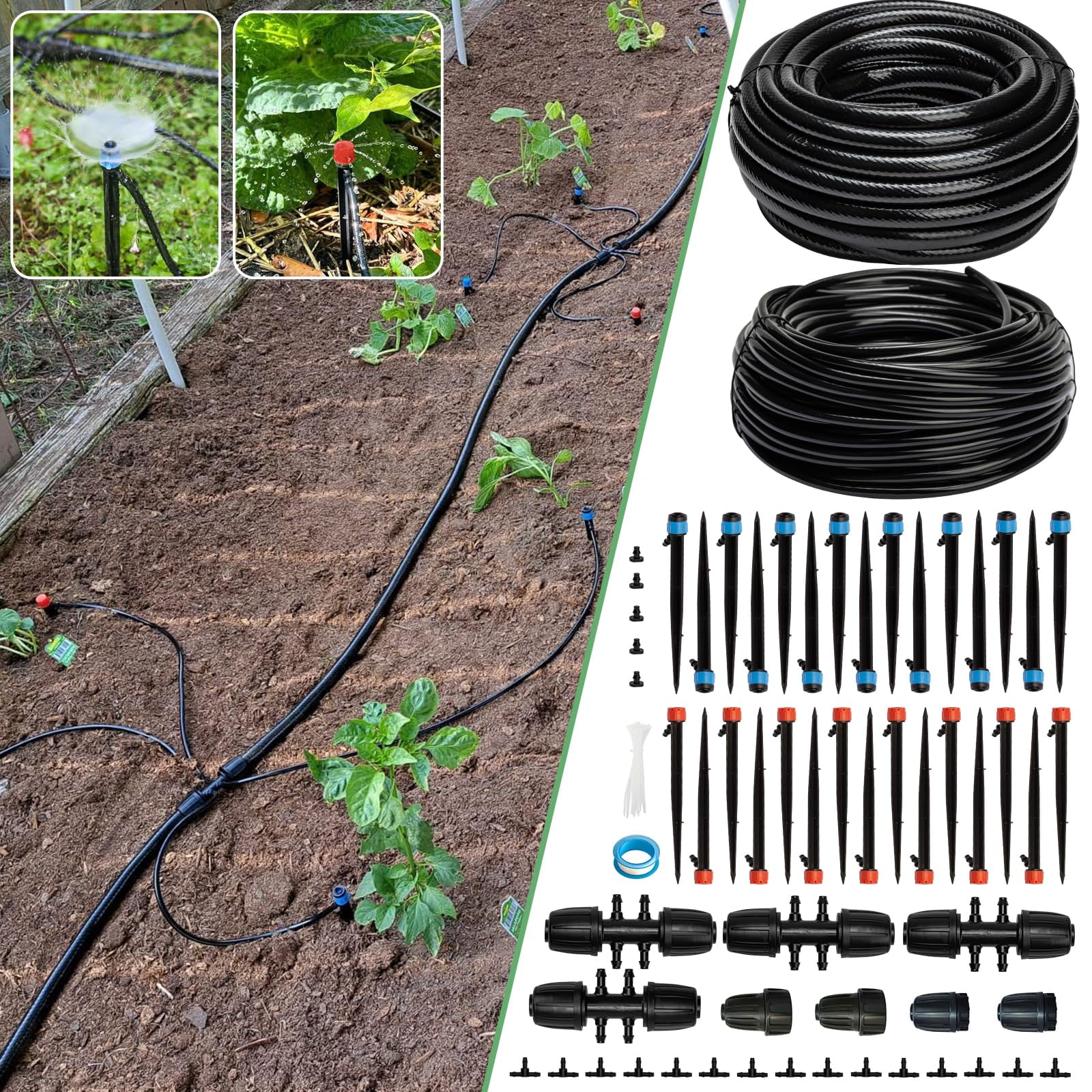 50/ 100/ 240FT Drip Irrigation System Kit Automatic Garden Watering System for Plant Greenhouse Yard Lawn