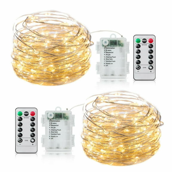 50-100 LEDs Battery Operated Mini LED Copper Wire String Fairy Lights + Remote