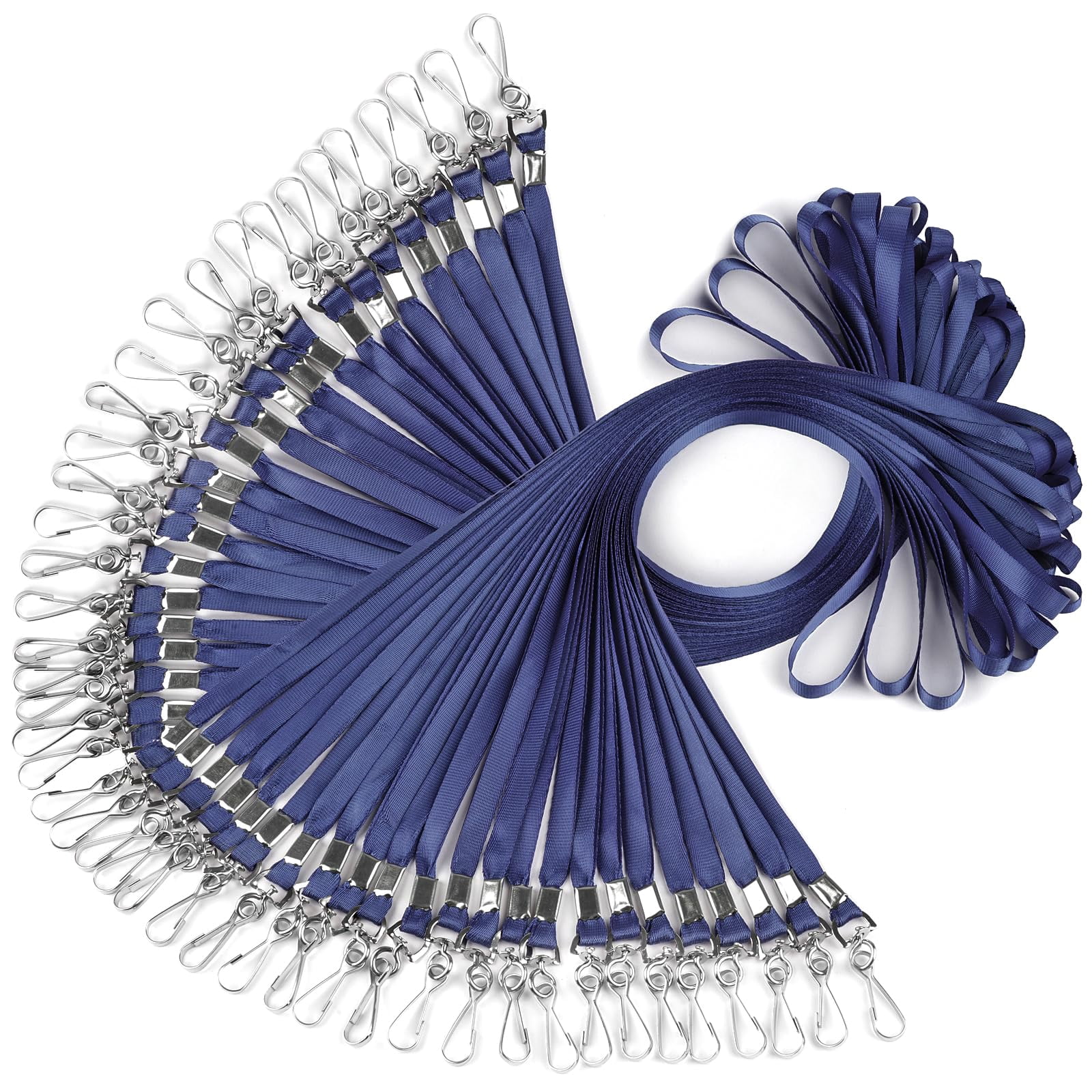 50/100 Pack Lanyards Bulk, Lanyards for Keys, Flat Neck Lanyard with Badge Clip Swivel Hook(Black, Blue, Navy Blue)