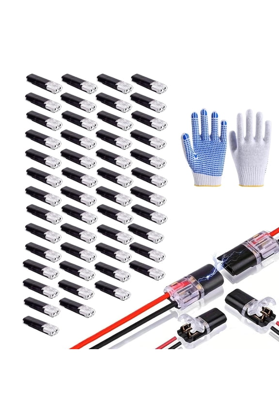 50/100-Pack Quick-Clip Fasteners, Double Wire Plug-in Connector with Locking Buckle, Multi Purpose Snap on Blocks, Quick Clip Fasteners Wire Connector, No-Tool Plastic Connectors (100pcs)