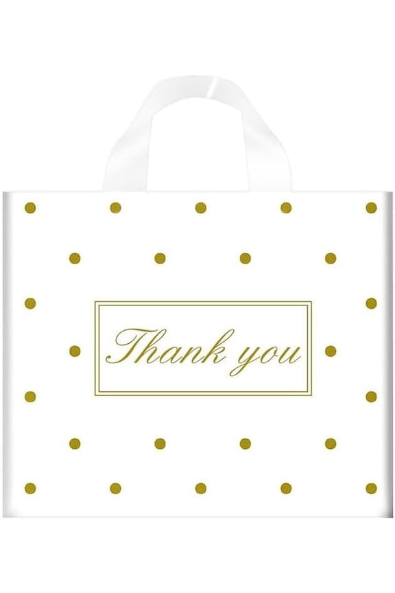 50/100 Pcs Thank You Bags for Small Business, Plastic Shopping Retail Merchandise Bag with Handle (50, 18x18 Inch)