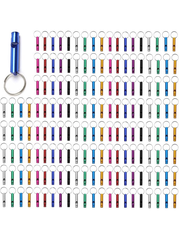50-100 Pieces Emergency Whistle with Keychain Aluminum Survival Whistle Key Chain for Camping Hiking Boating Hunting Fishing