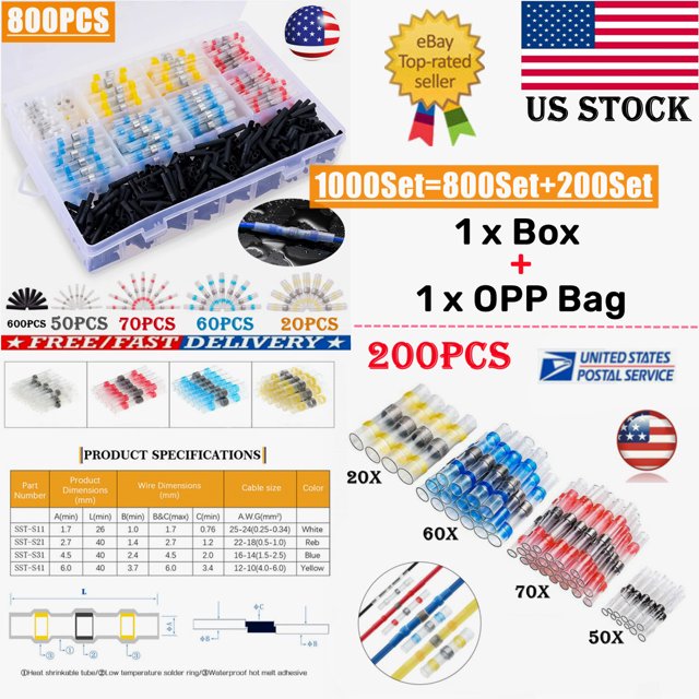 501000Pcs Waterproof Solderstick Solder Seal Sleeve Heat Shrink Butt