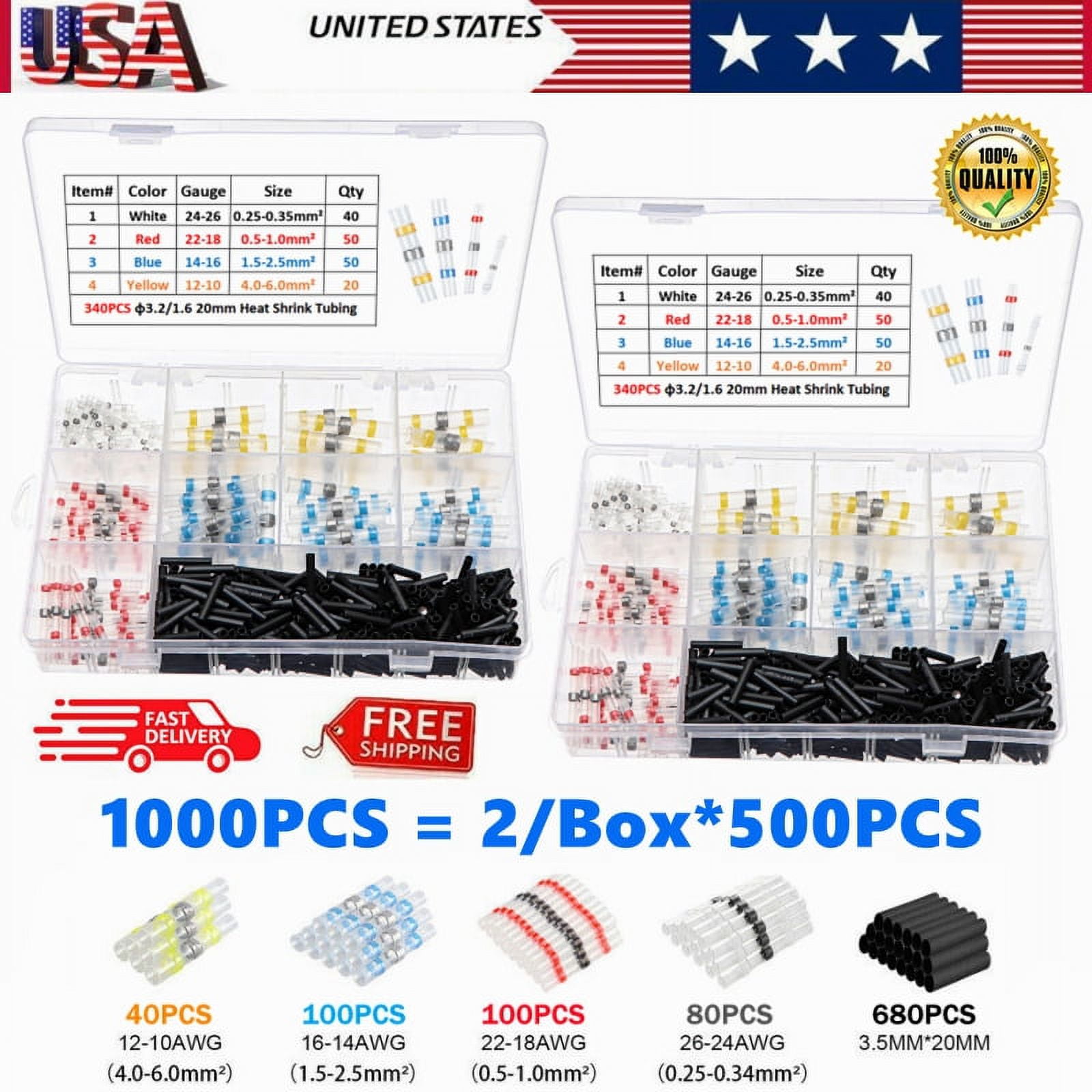 501000Pcs Waterproof Solderstick Solder Seal Sleeve Heat Shrink Butt