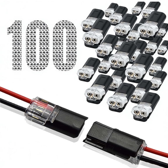 50/100PCS Double-wire Plug-in Connector, Waterproof Automotive Wire Connectors 2-Pin with Locking Buckle for Cars and Trucks