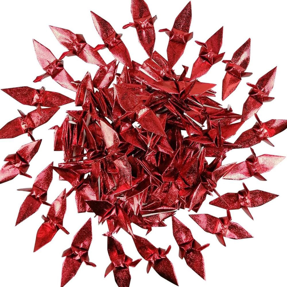 50/100PCS Gold Premade Origami Paper Crane Folded DIY Mobile String ...
