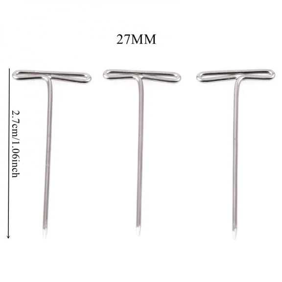 50/100Pcs 27/32/38/45/50MM T Pin Needles Wig Making T Pins for Blocking Knitting Assorted Sizes T-Pins Stainless Steel