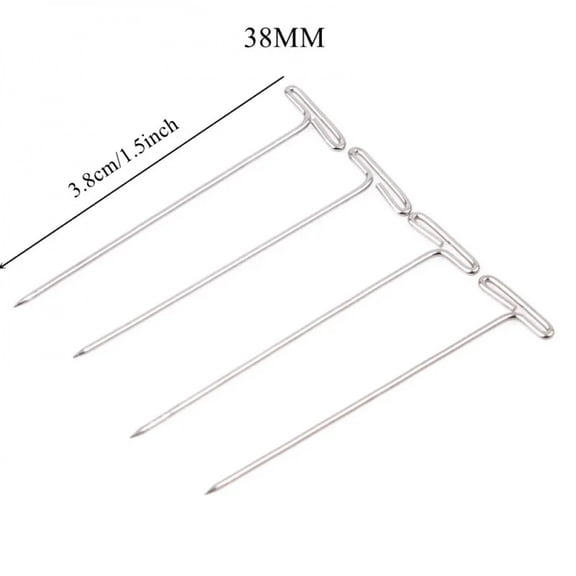 50/100Pcs 27/32/38/45/50MM T Pin Needles Wig Making T Pins for Blocking Knitting Assorted Sizes T-Pins Stainless Steel